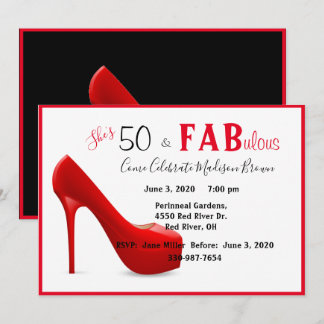 Invitation 50 & Fabuleux 50e anniversaire Femme Rouge