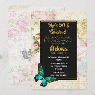 Invitation 50 & fabuleux anniversaire avec Vintage Collage In