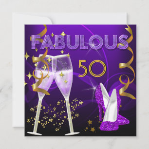 Invitation 50 Fabuleux Chaussures Champagne Purple Gold