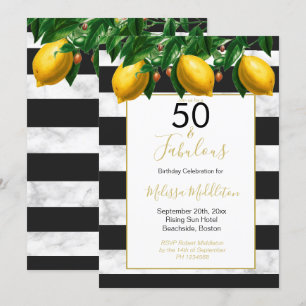 Invitation 50 Fabuleux citron noir blanc bracelet marbre