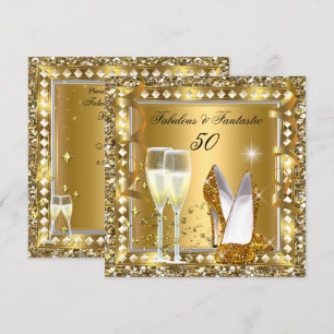 Invitation 50 Fabuleux et Fantastique Or Glam Argent Annivers
