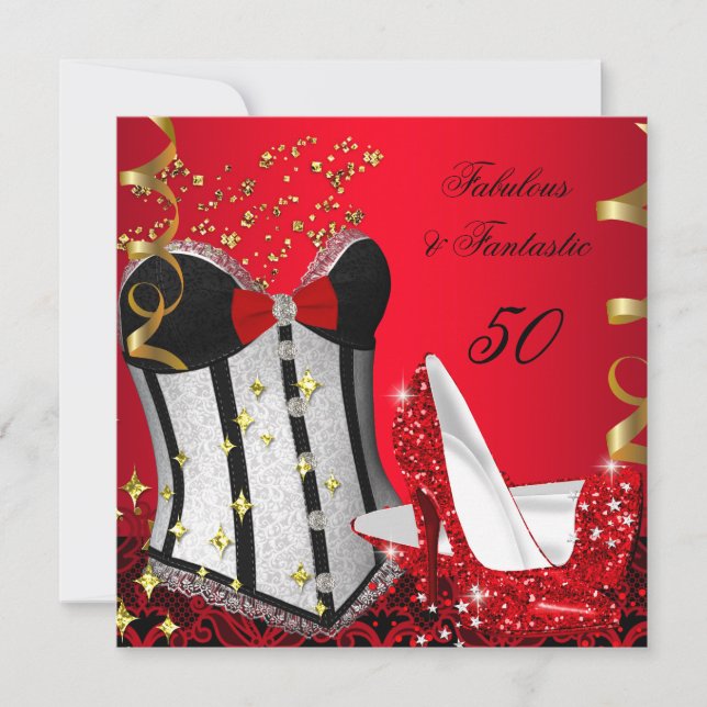 Invitation 50 & Fabuleux Fantastic Red Black Gold Anniversair (Devant)