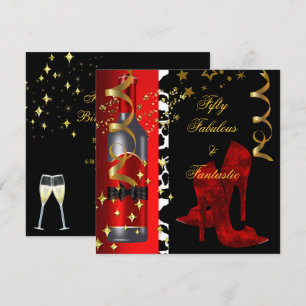 Invitation 50 & Fabuleux Fantastic Red Black Gold Anniversair
