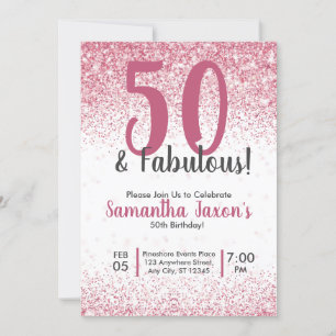 Invitation 50 & Fabuleux Parties scintillant rose Confetti An