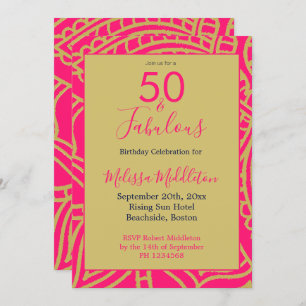 Invitation 50 Fabuleux Pink Gold Party