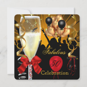 Invitation 50 & Fabuleux Red Gold Black Birthday Party 2