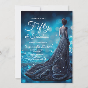 Invitation 50 Fabuleux Robe Parties scintillant Bleu Argent A