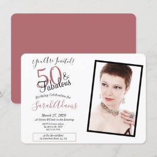 Invitation 50 & Fabuleux Rose Gold 50th Birthday Party Photo