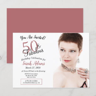 Invitation 50 & Fabuleux Rose Gold 50th Birthday Party Photo