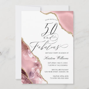 Invitation 50 Fabuleux Rose Gold Parties scintillant Agate An