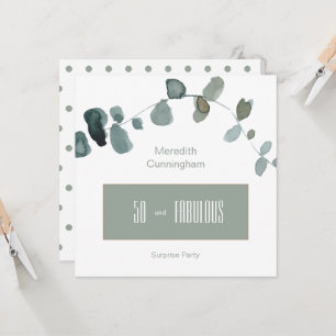 Invitation 50 & Fabuleux Sage Simple Carré d'anniversaire