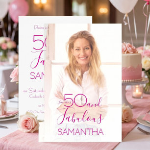 Invitation 50 & Fabulous 50e Anniversaire Minimal Photo