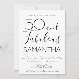 Invitation 50 & Fabulous 50th Birthday Party Black Elegant