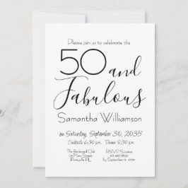 Invitation 50 & Fabulous 50th Birthday Party Black Elegant