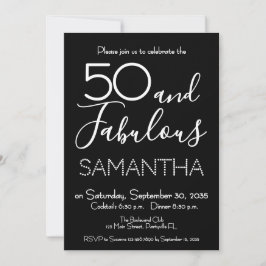 Invitation 50 & Fabulous 50th Birthday Party Black Elegant
