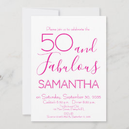Invitation 50 & Fabulous 50th Birthday Party Pink Elegant
