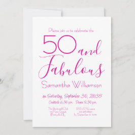 Invitation 50 & Fabulous 50th Birthday Party Pink Elegant