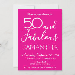 Invitation 50 & Fabulous 50th Birthday Party Pink Elegant