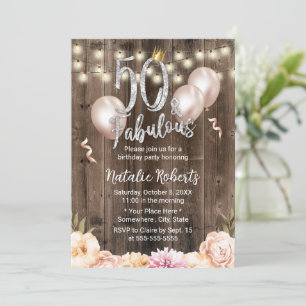 Invitation 50 & Fabulous Elegant Floral Queen 50e Anniversair