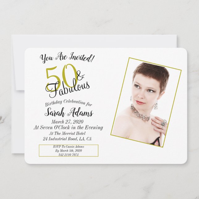 Invitation 50 & Fabulous Gold 50th Birthday Party Photo (Devant)