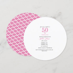 Invitation 50 & Fabulous Pink Mermaid mignonne Anniversaire É