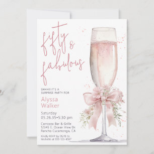 Invitation 50 Fabulous Verre à Champagne Rose Surprise Annive