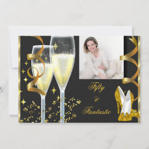 Invitation 50 & Fantastique Élégant Champagne Chaussures Or P