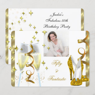 Invitation 50 & Fantastique Élégant Champagne Talons Or Photo