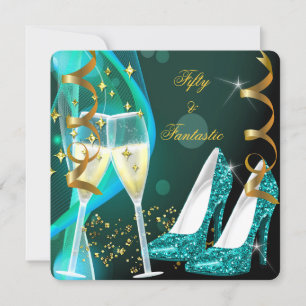 Invitation 50 & Fantastique Fabuleux Gold Turquoise talons ha