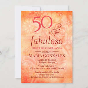 Invitation 50 Y fabuloso Vintage Chic Floral Pattern