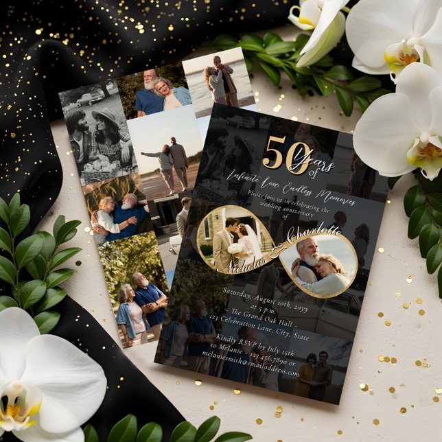 Invitation 50 Years Love Infinity Photo Collage Anniversary (50 Years Love Infinity Photo Collage Anniversary Invitation)