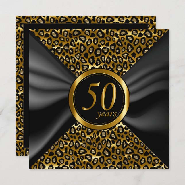 Invitation 50e année d'or avec satin noir (Devant / Derrière)