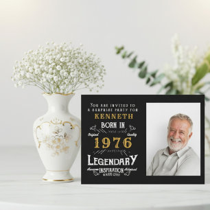 Invitation 50e anniversaire 1976 Vintage noir or personnalisé