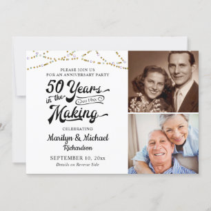 Invitation 50e ANNIVERSAIRE 50 ANS DANS LE MAKING Black Gold