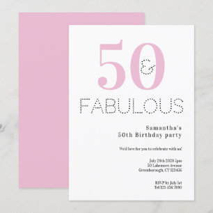 Invitation 50e anniversaire 50 et Fabulous Pink Party