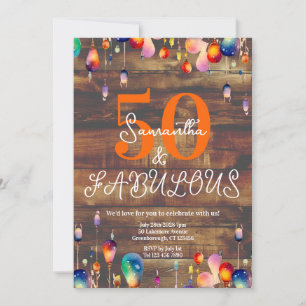 Invitation 50e anniversaire 50 et lumières fabuleuses Rustiqu