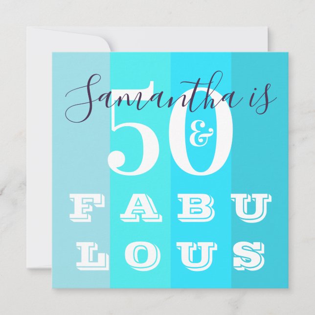Invitation 50e anniversaire 50 Fabuleux fête Turquoise de tri (Devant)