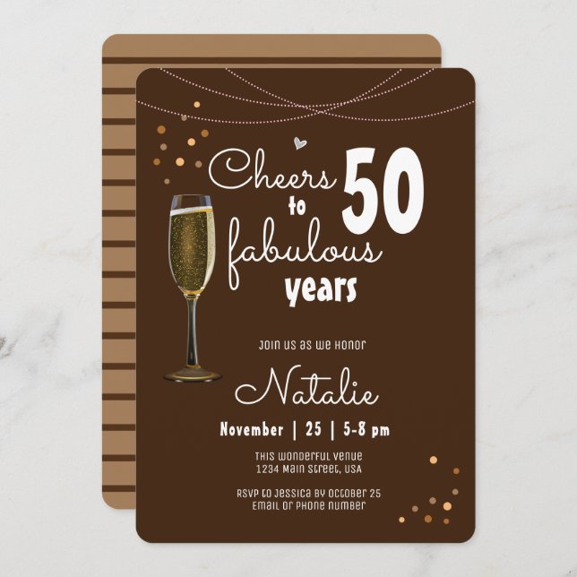Invitation 50e anniversaire à 50 ans de Brown (Devant / Derrière)