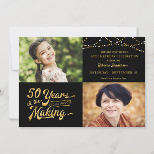 Invitation 50e anniversaire Alors et maintenant Photos Éclair