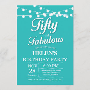 Invitation 50e Anniversaire Aqua Turquoise Fabuleu