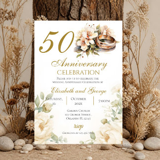 Invitation 50e anniversaire avec anneaux