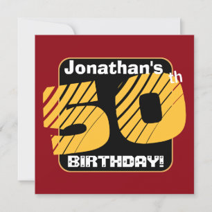 Invitation 50e anniversaire avec nom personnalisé Numéro rayé
