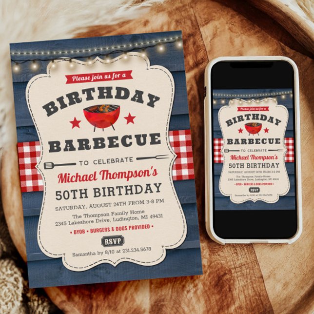 Invitation 50e anniversaire BBQ Summer Barbecue Party (Summer Party Invite, Summer Party Invitation, Barbecue Invitation, BBQ Invitation, Barbecue Birthday)