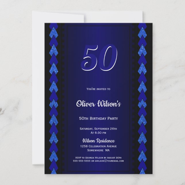 Invitation 50e anniversaire Black and Blue Party (Devant)