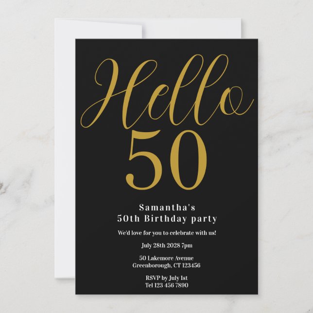 Invitation 50e anniversaire Black Gold Chic Anniversaire (Devant)