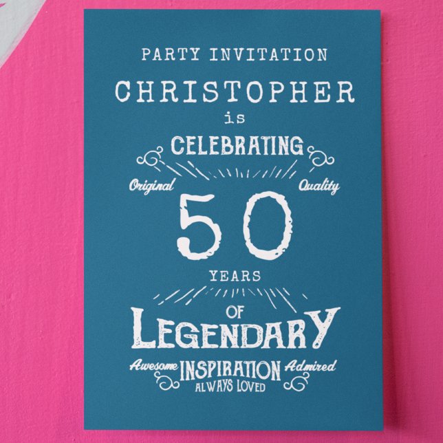 Invitation 50e anniversaire bleu (Créateur téléchargé)