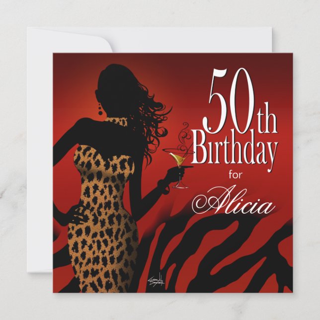 Invitation 50e anniversaire Bombshell Leopard Cocktail Party (Devant)