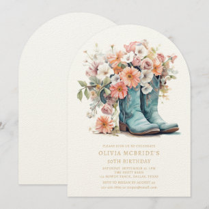 Invitation 50e anniversaire Bottes rustiques de fille à seins