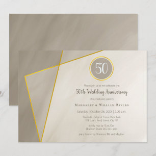 Invitation 50e anniversaire cadre antique gris or gris