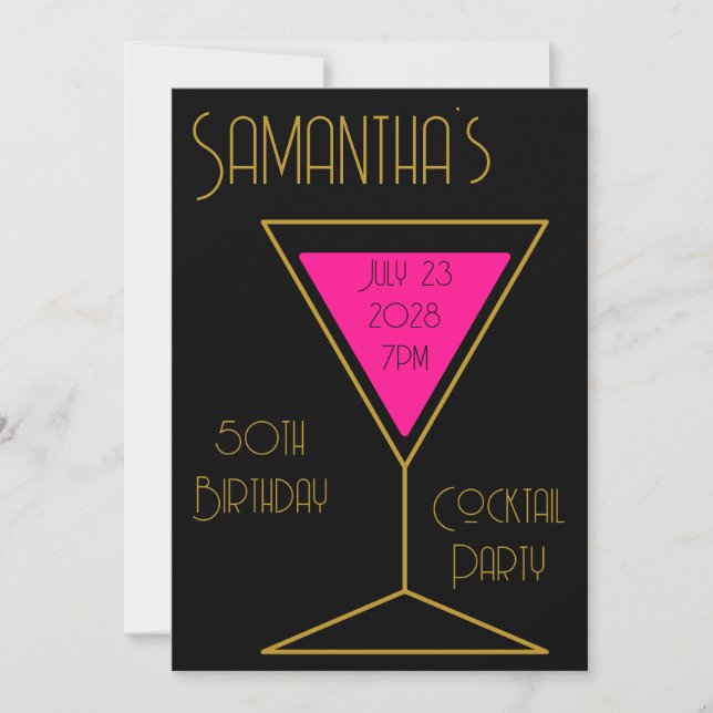 Invitation 50e anniversaire Cocktail Party Black Gold Anniver (Devant)